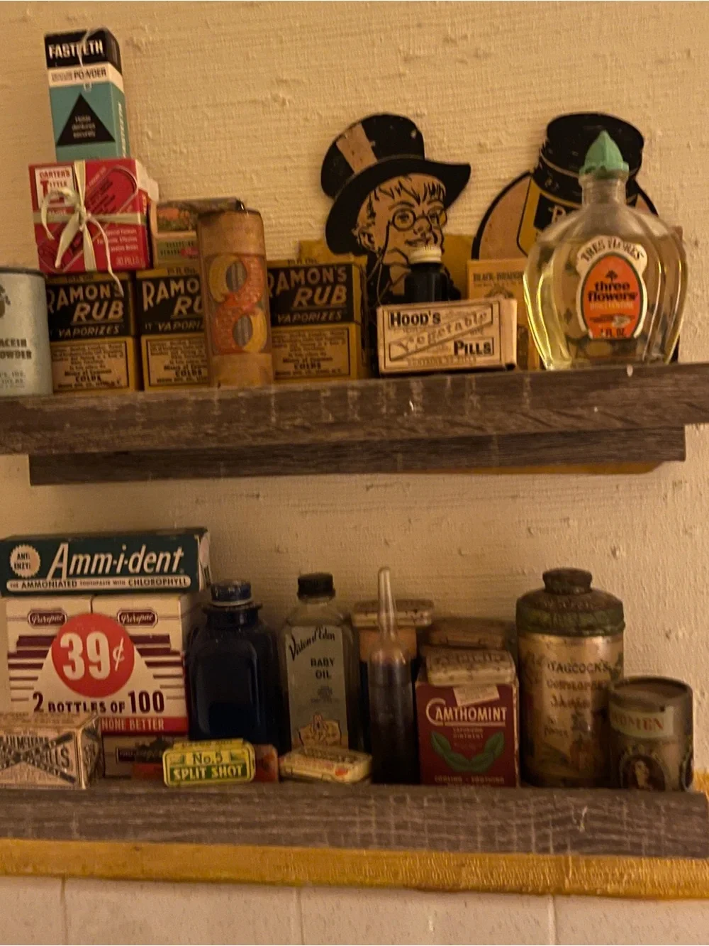 Vintage Brown and Yellow Home Wall Decor Display Shelves